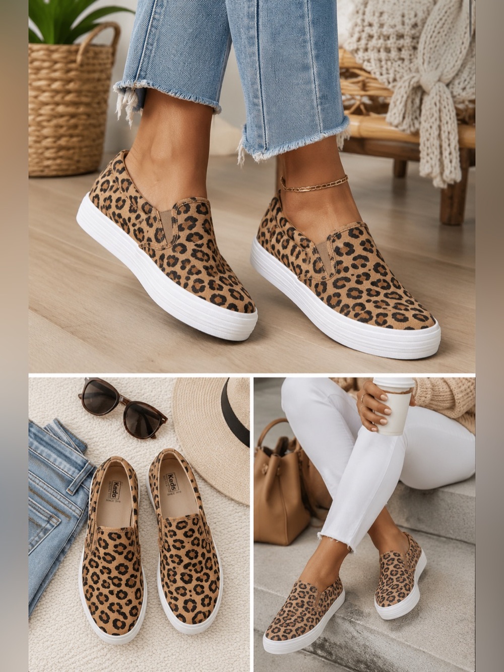 Keds EUC Leopard Print 
Slip-On doubleDecker leopard  
print MSRP $55 size 8.5